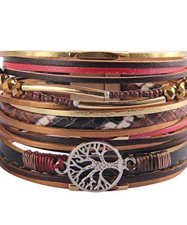 GelConnie Tree of Life Leather Cuff Bracelet