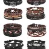 Jstyle 28Pcs Braided Leather Bracelet for Men Women