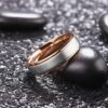 18k Rose Gold Plated Tungsten Carbide Ring Two Tone Wedding Band