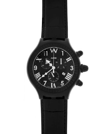 Aire Parlay Swiss Made Quartz Chronograph Over-Sized Mens Black Watch