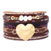 NIDELOO Women Leather Wrap Bracelet Rope Cuff Bracelets