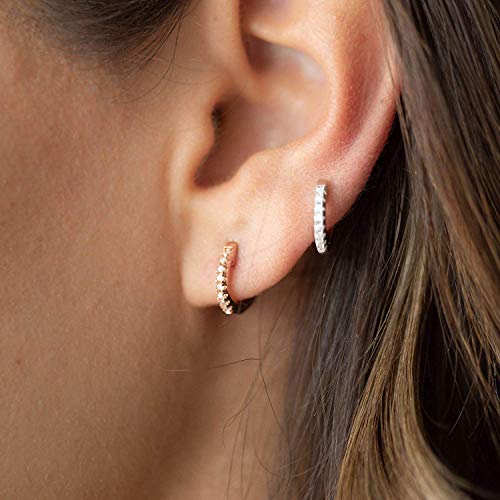PAVOI 14K White Gold Plated Post Cubic Zirconia Cuff Earring