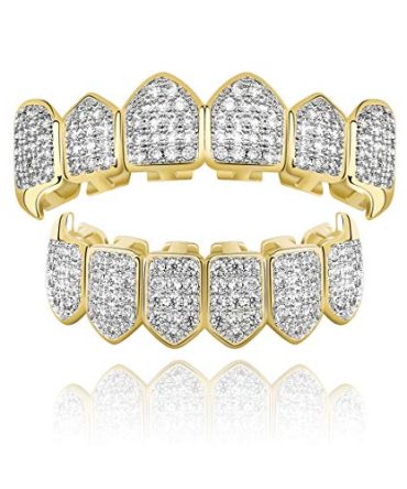 TOPGRILLZ Diamond Grills 18K Gold Plated Fully Iced Out