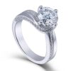 Moissanite Stone Engagement Ring Solitare with Accents Sterling Silver