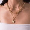 Dainty Layered Choker Necklaces Handmade Lock Heart Pendant