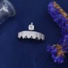 Make a Statement with Style – Silver CZ Bar Grillz Set Top & Bottom with Molding Bars