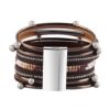 Multi Strand Leather Cuff Bracelet Wrap Bracelet Magnetic