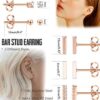 Stainless Steel 9 Pairs Rose Gold Moon Stud Earrings