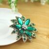 Green Vintage Created Crystal Brooches for Women