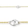 14 kt Yellow Gold Double Hearts Adjustable Ankle Bracelet