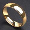 24k Gold Plated Ring Wedding Band Comfort Fit Domed Tungsten