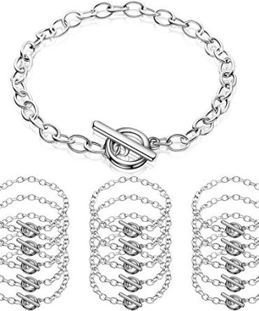 Junkin 20 Pieces Chain Bracelets Stainless Steel Link Bracelet