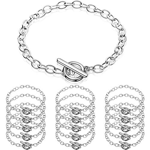 Junkin 20 Pieces Chain Bracelets Stainless Steel Link Bracelet