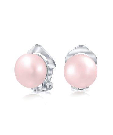 Pink Freshwater Cultured Pearl Clip On Ball Stud Earrings