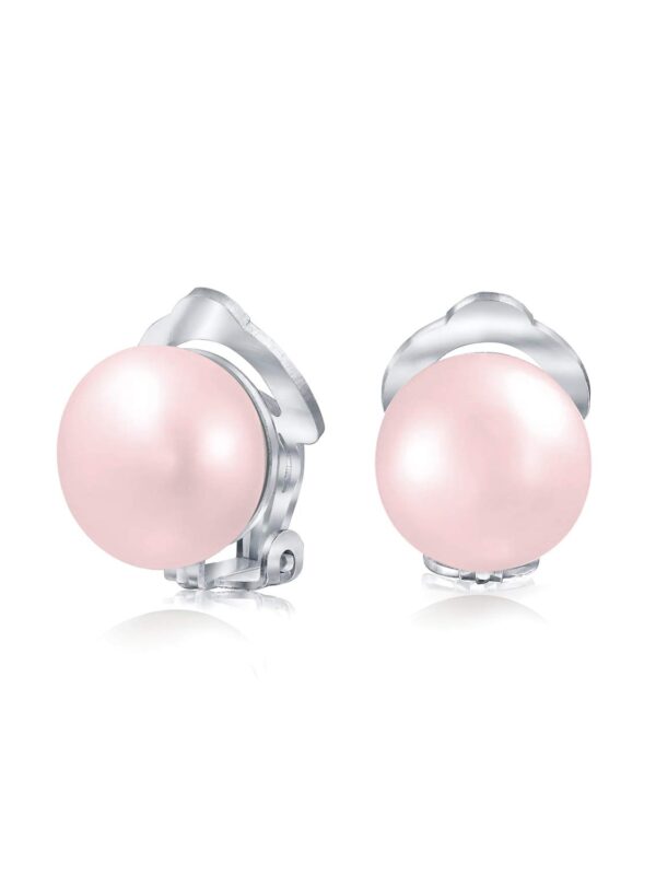 Pink Freshwater Cultured Pearl Clip On Ball Stud Earrings