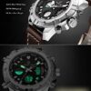 Sport Watch Digital Analog Waterproof Multifunctional Military Brown Leather