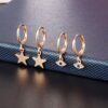 Gold Hoop Butterfly Earrings with Charm