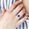 Elegant Blue Sapphire & Diamond Ring in 10K White Gold - Timeless Beauty for Size 8