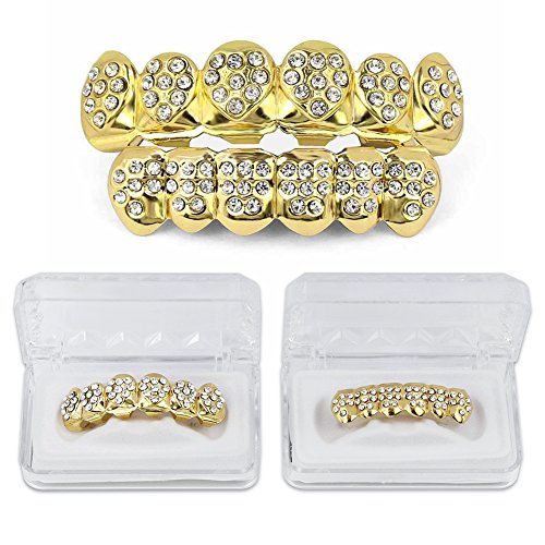 14K Gold Plated Teeth GRILLZ Top Bottom Tooth Caps