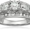 2.0 Carat Diamond, Channel and Prong Set 10kt White Gold 3-Stone