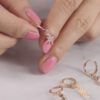 Gold Hoop Butterfly Earrings with Charm