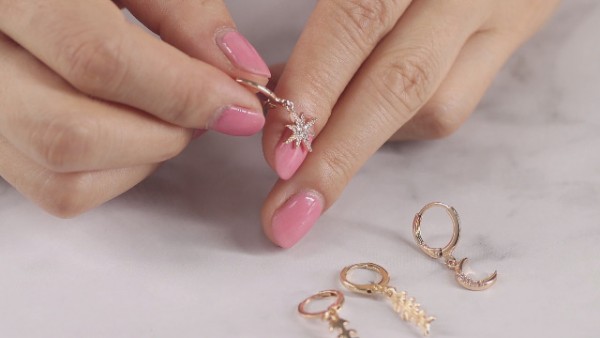 Gold Hoop Butterfly Earrings with Charm