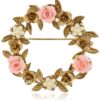 Jewelry Porcelain Rose Floral Wreath Brooch
