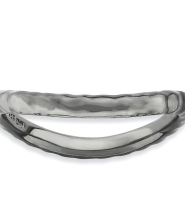 925 Sterling Silver Black Plate Wave Band Ring