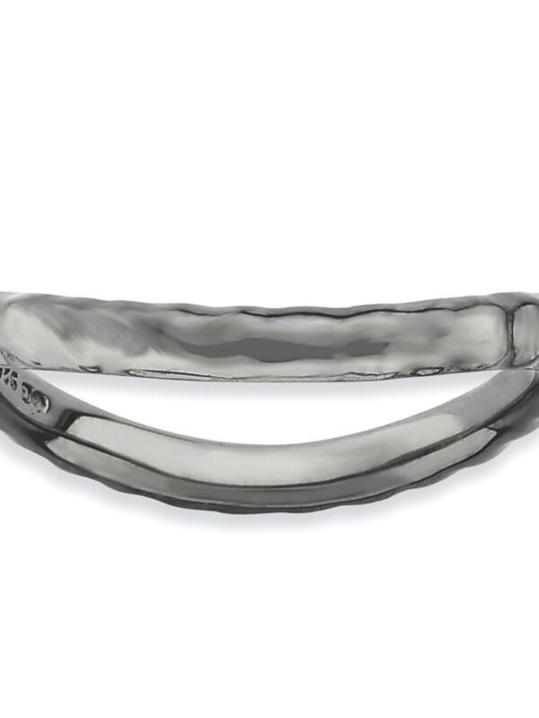 925 Sterling Silver Black Plate Wave Band Ring