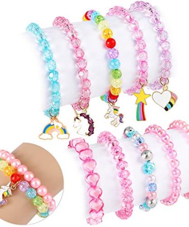 G.C 10 PCS Girls Kids Rainbow Beaded Bracelet