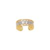 Two-Tone Diamond Pattern Cuff Toe Ring in 14k Yellow and White Gold for Women.