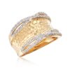 Ross-Simons 0.13 ct. t.w. Diamond Hammered Ring in 18kt