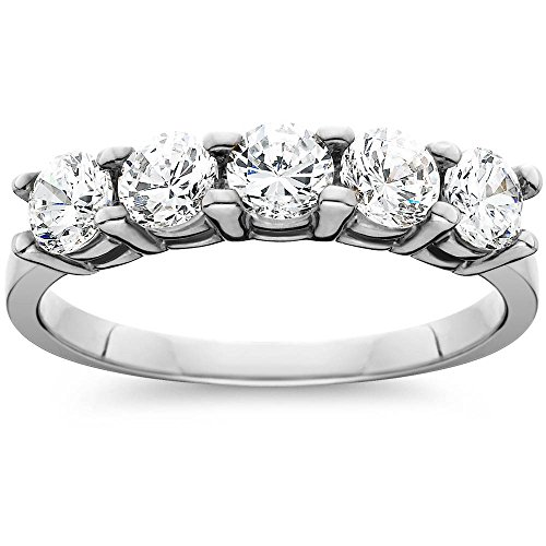 1ct Five Stone Genuine Round Diamond Wedding Anniversary Ring