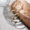 14K Yellow Gold Plated Silver Post Flat Edge Hoop Earrings