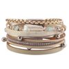 Baroque Pearl Leather Cuff Bracelet Multi Strand Boho Bracelet
