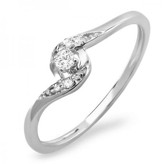 Engagement Ring 10k Round Diamond Ladies Bridal Promise