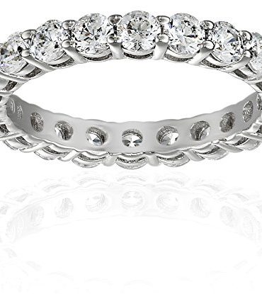 Elegant Platinum-Plated Swarovski Zirconia Band Ring
