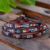 YGLINE 7 Chakra Balancing Leather Wrap Crystal Bracelet