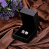 Silver Halo Stud Earrings for Women Round Cut