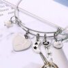 Heart Charm Bracelets Charm Engraved Expandable