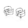 Sterling Silver Bar Bands w/Ball Beads No Pierce Ear Cuff Wrap Earrings