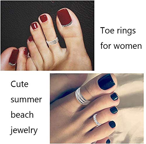Adjustable Stainless Steel Toe Rings for Women, Open Band Silver Foot