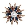 Rose Gold Crystal Geometry Flower Brooch for Women