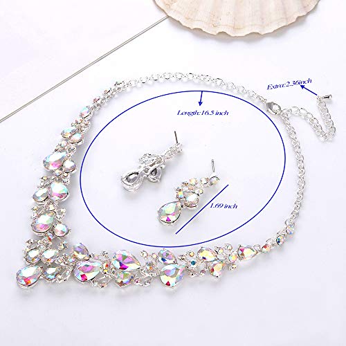 Necklace Earrings Jewelry Set for Brides Dress Rhinestone