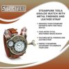 Steampunk-Styled Tesla Analog Watch Weathered-Brass Look