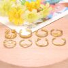 8PCS Adjustable Toe Ring Open Tail Ring Flower Knot