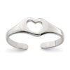925 Sterling Silver Solid Polished Love Heart Toe Ring