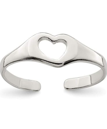 925 Sterling Silver Solid Polished Love Heart Toe Ring