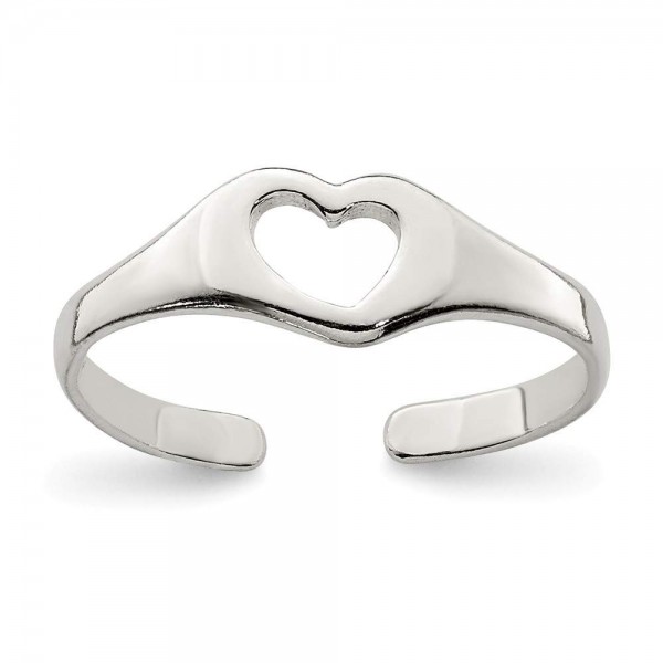925 Sterling Silver Solid Polished Love Heart Toe Ring
