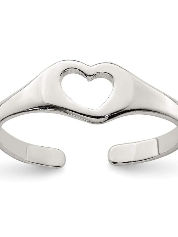 925 Sterling Silver Solid Polished Love Heart Toe Ring